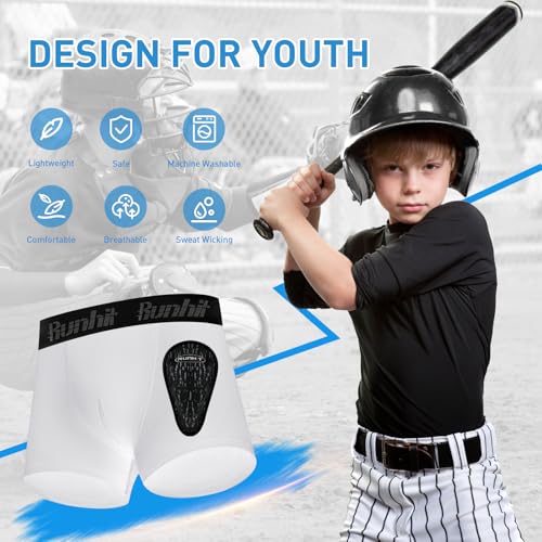 Runhit Boys Baseball Cup Underwear Football Cup Boxer Brief Youth Compression Shorts with Soft Protective Athletic Cup2
