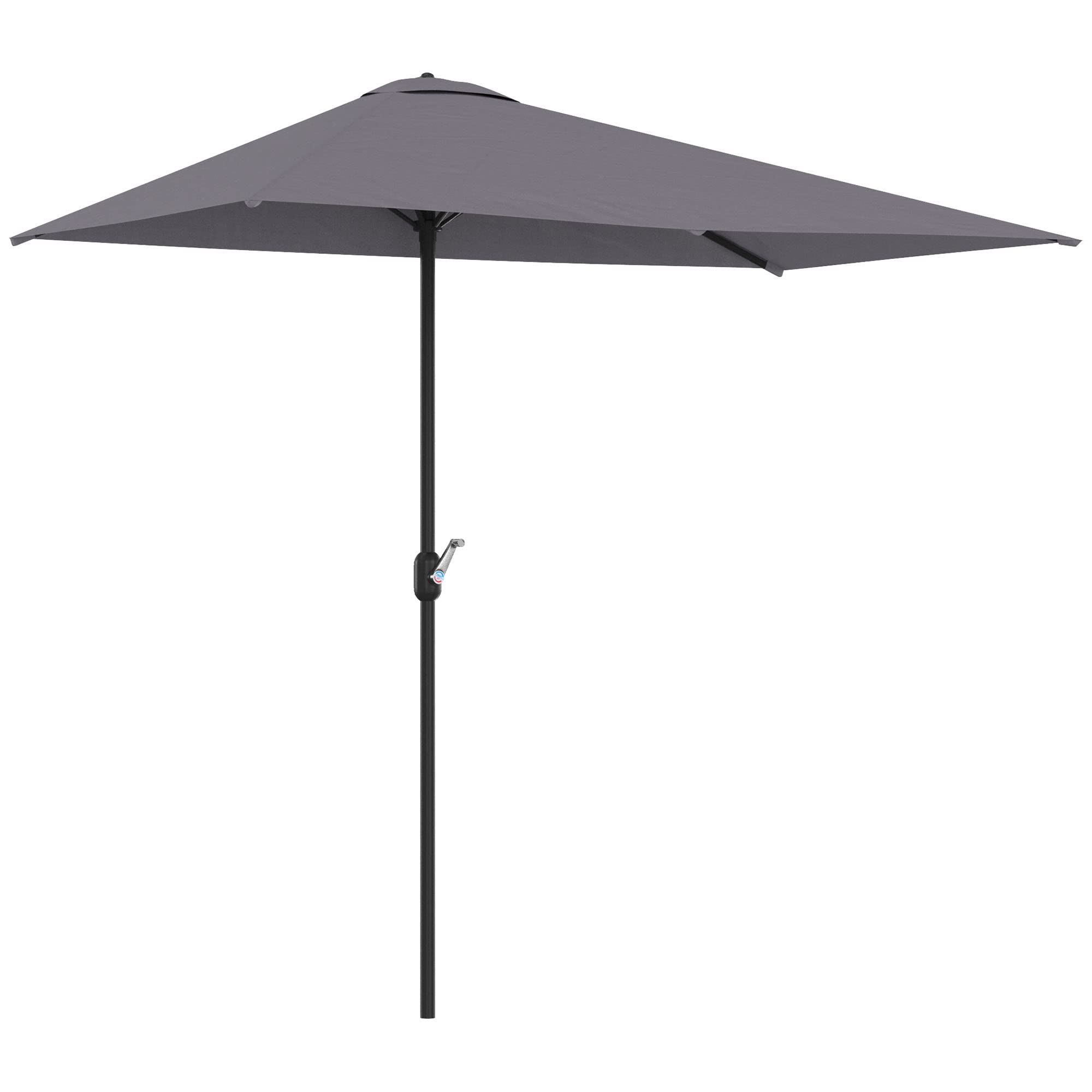 Outsunny Sombrilla Rectangular 230x130x245 cm Parasol para Pared Media Sombrilla con Manivela Protección UV 30+ Impermeable Sombrilla para Balcón Terraza Jardín Gris