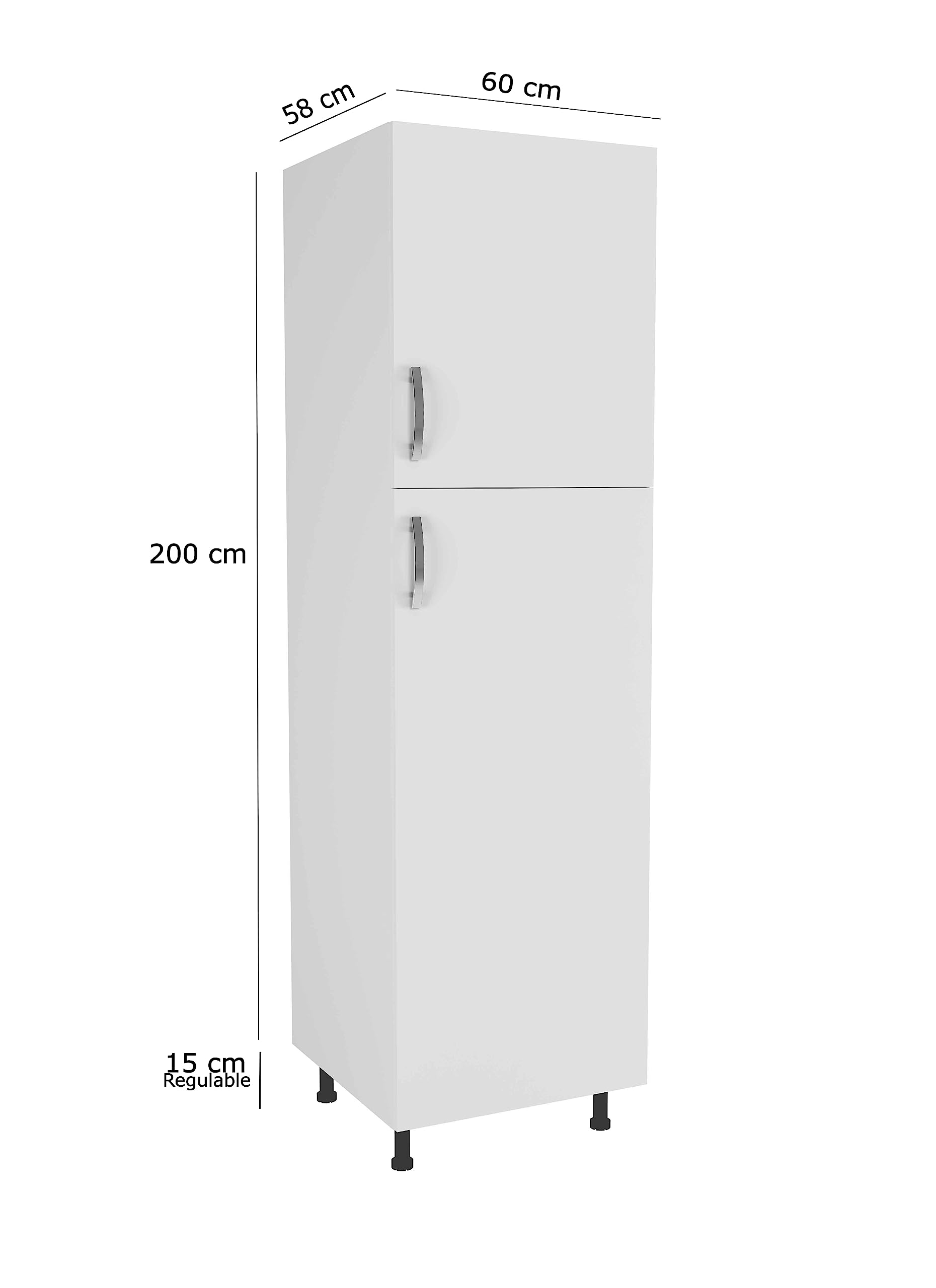 HOGAR24 ES - Mueble Columna de Cocina 2 Puertas Color Blanco, Medidas: 215 x 60 x 58 cm