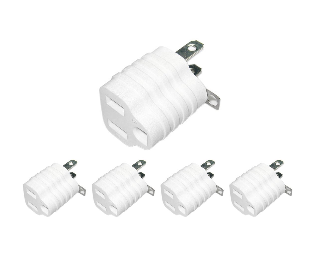 Conntek30080 SB to SB(Straight Blade) Plug Adapter (White, Pack of 5)