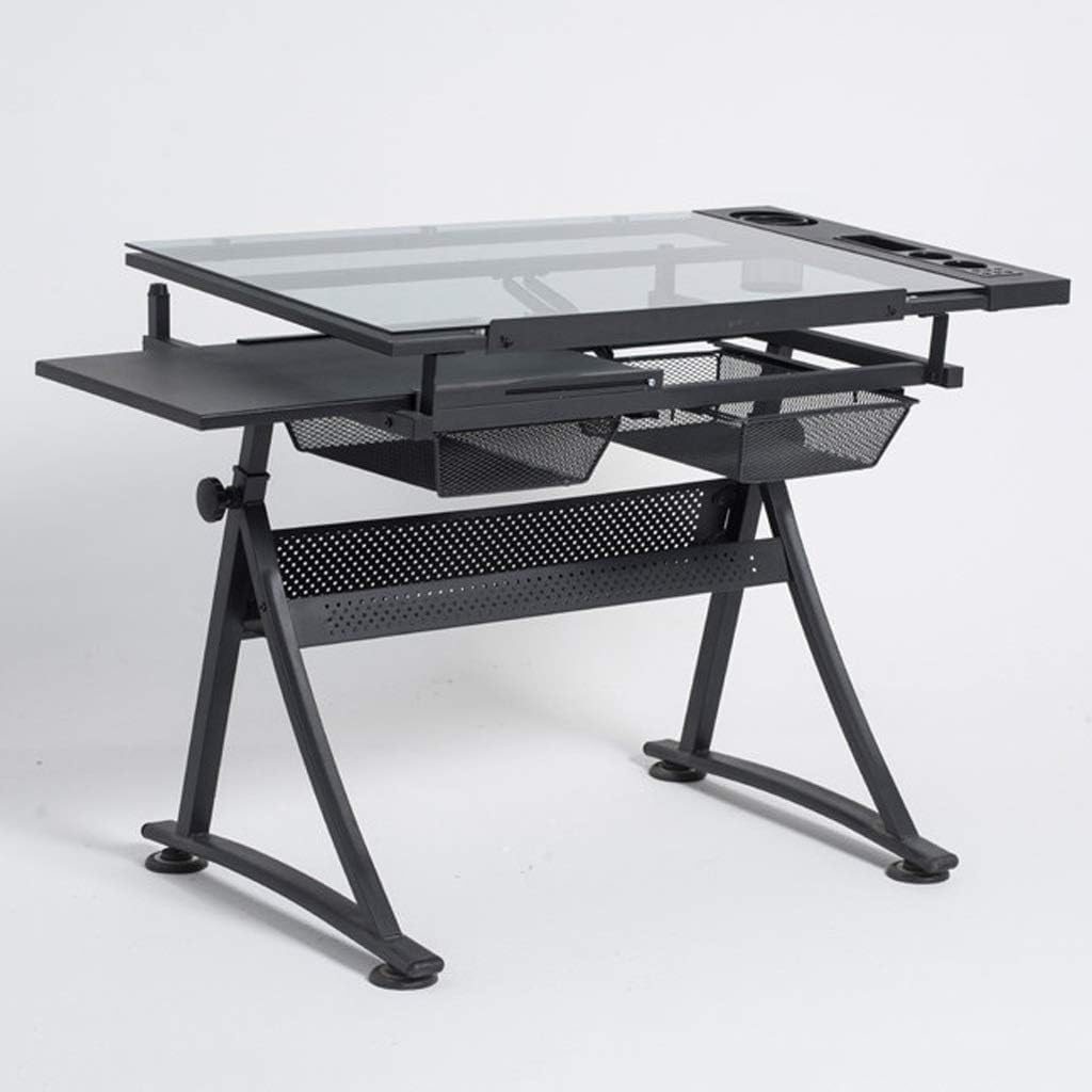 Tavolo da disegno regolabile in altezza con contenitore, inclinabile, scrivania artistica per casa e ufficio, grande tavolo artigianale per disegno e progetti creativi