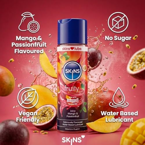 Image of Skins Mango & Passionfruit Flavoured Lube with ReAquav8 Technology - Water Based lube with Mango & Passionfruit Flavour - 4Oz