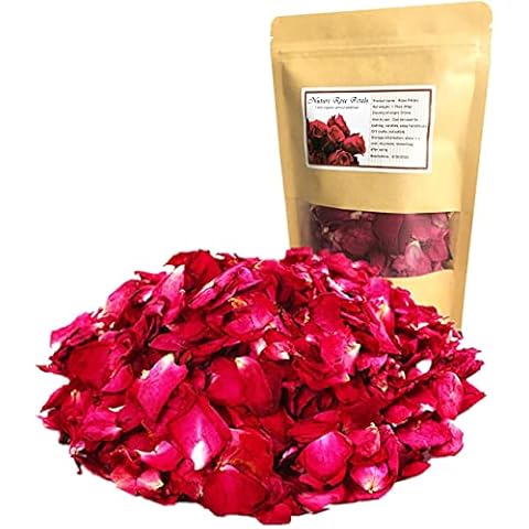 DoraMagic 50g Getrocknete Rosenblätter Rot, Natürliche Echte Getrocknete Blütenblätter Für Bad, Spa, Hochzeit, Konfetti, Heimwerken Deko Cover