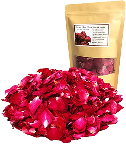 DoraMagic Dried Red Rose Petals 1.75oz/50g Real Natural Dried Rose Petals for Bath Soap Making Candle Making Wedding Confetti DIY Crafts Non Edible (Red)