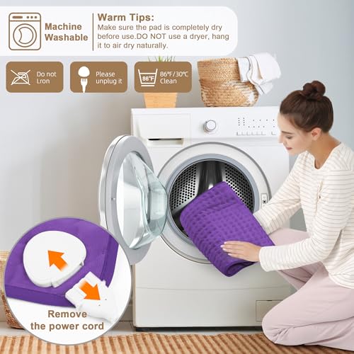 Image of Deepsoon Heating Pad,Electric Heating Pads for Back,Neck,Moist Heating Pad for Abdomen Shoulder Knee Legs,Dry /Moist Heat&Auto Shut Off,Mother's Day Birthday for Men and Women,Dark Purple,24x20 Inch