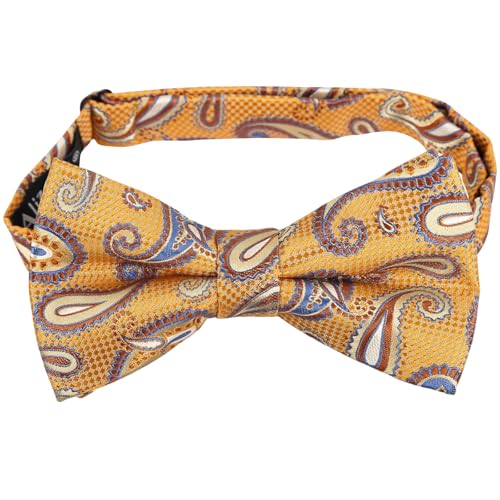 Image of Alizeal Mens 4pcs Vintage Paisley Bow Tie Set | Pre-tied Pocket Square Cufflinks Boutonniere for Wedding Everyday Use