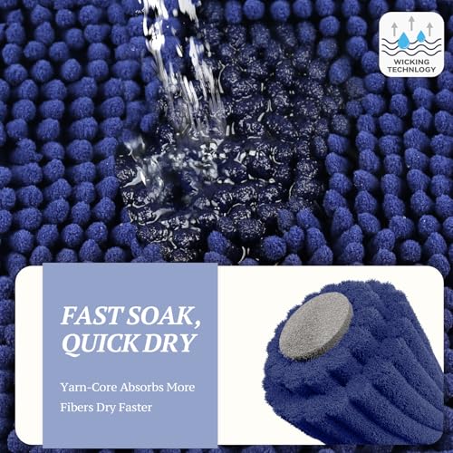 Image of Vivaglory 31 inchx 20 inch Large Litter Box Mat, Microfiber Cat Litter Catcher with Waterproof Back, Super Soft for Cat's Paws, Machine Washable, Navy Blue