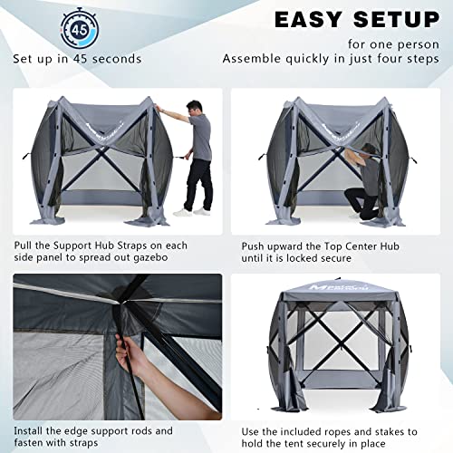 Image of MASTERCANOPY 6x6 Portable Screen House Room Pop up Gazebo Outdoor Camping Tent with Carry Bag (6x6,Grey)
