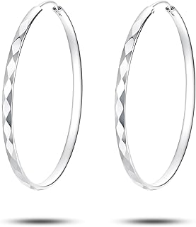 Yumioxa 40mm/50mm/60mm Women Silver Hoop Earrings for Girls-S925 Holiday Summer Big Hoops for Girls Earrings Different Size Earrings for her Birthday Christmas Anniversary Women Jewellery Gift