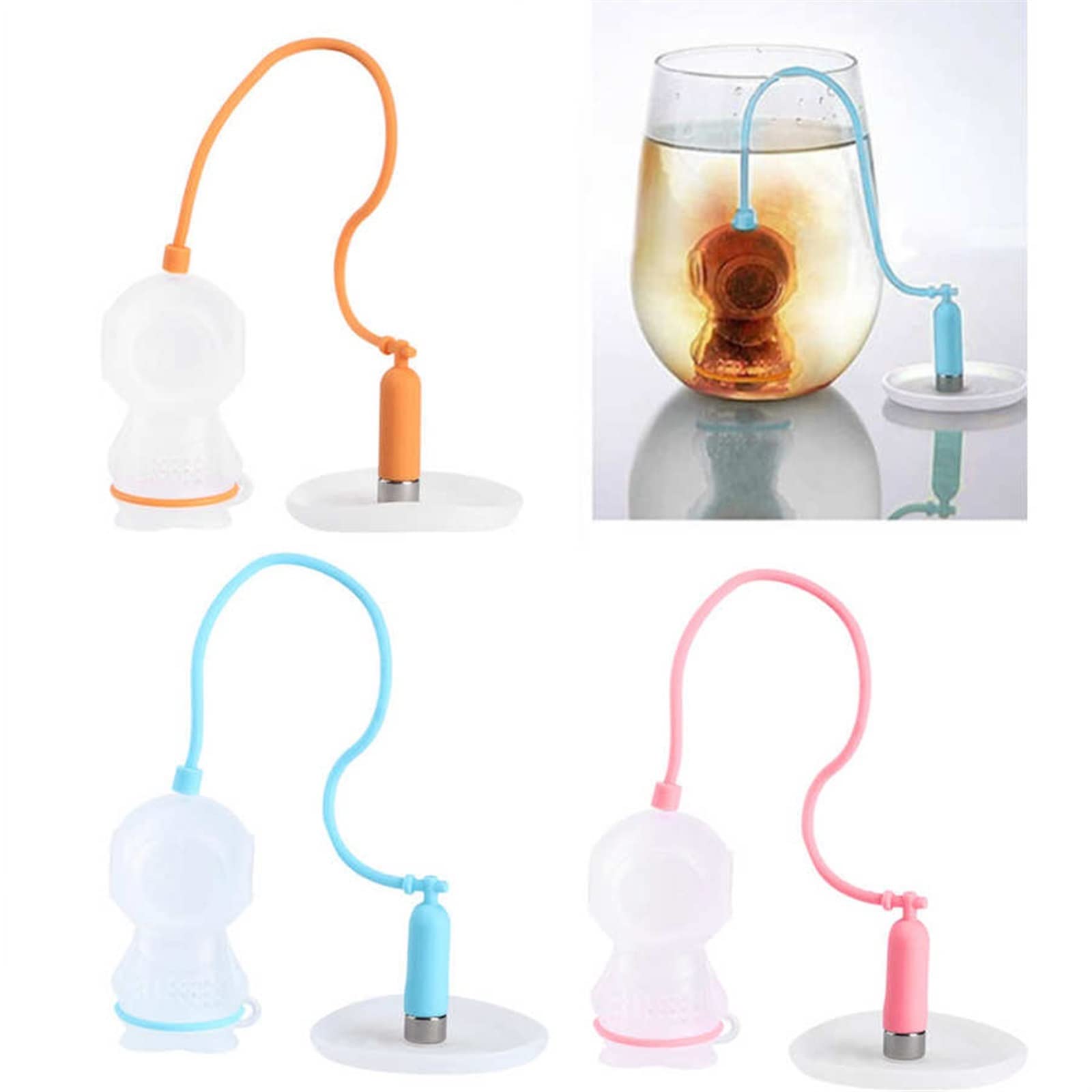 Colino da tè in silicone a forma di tuffatore, infusore per tè, diffusore divertente, accessorio per il tè (blu)