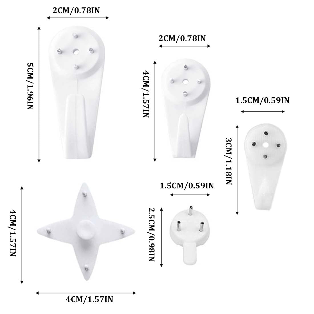 JZK 70 X Tailles Assorties, Crochet Beton Pour Accrocher Image Cadres Photo, Non-Trace Crochets De Support Murals Pour Murs En Plaques De Plâtre Murs