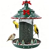 Finch Feeder - All-Metal Squirrel Proof Thistle Nyjer Seed Bird Feeder for Outdoors, 2.5LB Capacity, Powder-Coated Rust Resistant Mesh Design for Goldfinches & Small Birds Green