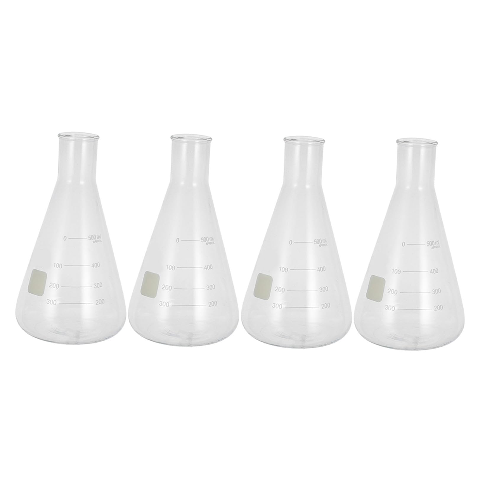 MAGICLULU Erlenmeyer Capacidad Estándar Juego de 4 Matraces de Vidrio Borosilicato sin Olor Medición Precisa para Experimentos Escolares y Suministros de Laboratorio