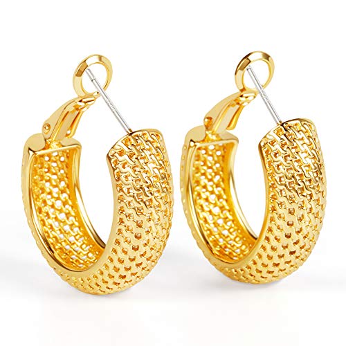LILIE&WHITE Filigree Chunky Gold Hoop Earrings For Women Fashion Hypoallergenic earrings For Girls 925 Silver Post Clip On Earrings Cute Women Earrings Costume Jewelry For Women LILIE&WHITE Filigree Chunky Gold Hoop Earrings For Women Fashion Hypoallergenic earrings For Girls 925 Silver Post Clip On Earrings Cute Women Earrings Costume Jewelry For Women