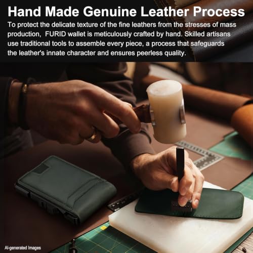 Image of furid Genuine Leather Wallet for Men: Slim RFID Smart Minimalist Wallet | Full Grain Credit Card Holder for Front Pocket wallet with Money Clip - Gift for Husband Father on Birthday Anniversary
