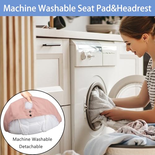 Baby Swing for Infants to Toddler Portable Babies Swing Timing Function 5 Swing Speeds Bluetooth Touch Screen Music Speaker with 10 Preset Lullabies 5-Point Carabiner (Pink)