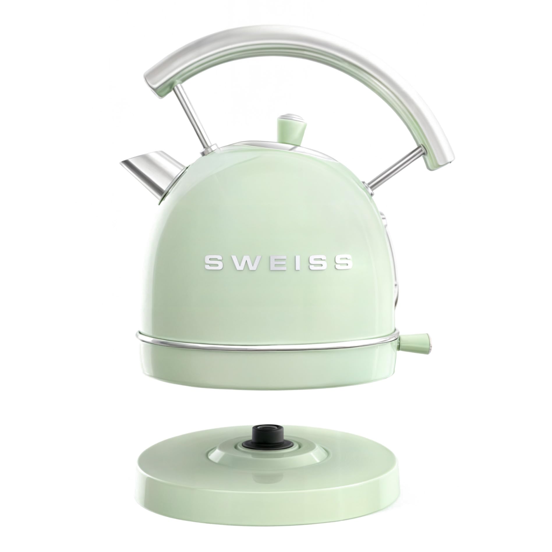 Ariete Vintage waterkoker 2869, elektrische waterkoker met zichtbaar waterniveau, draadloze 360°-sokkel, automatische uitschakeling, theezeef, inhoud 1,7 l, roestvrij staal, 2000 W, blauw