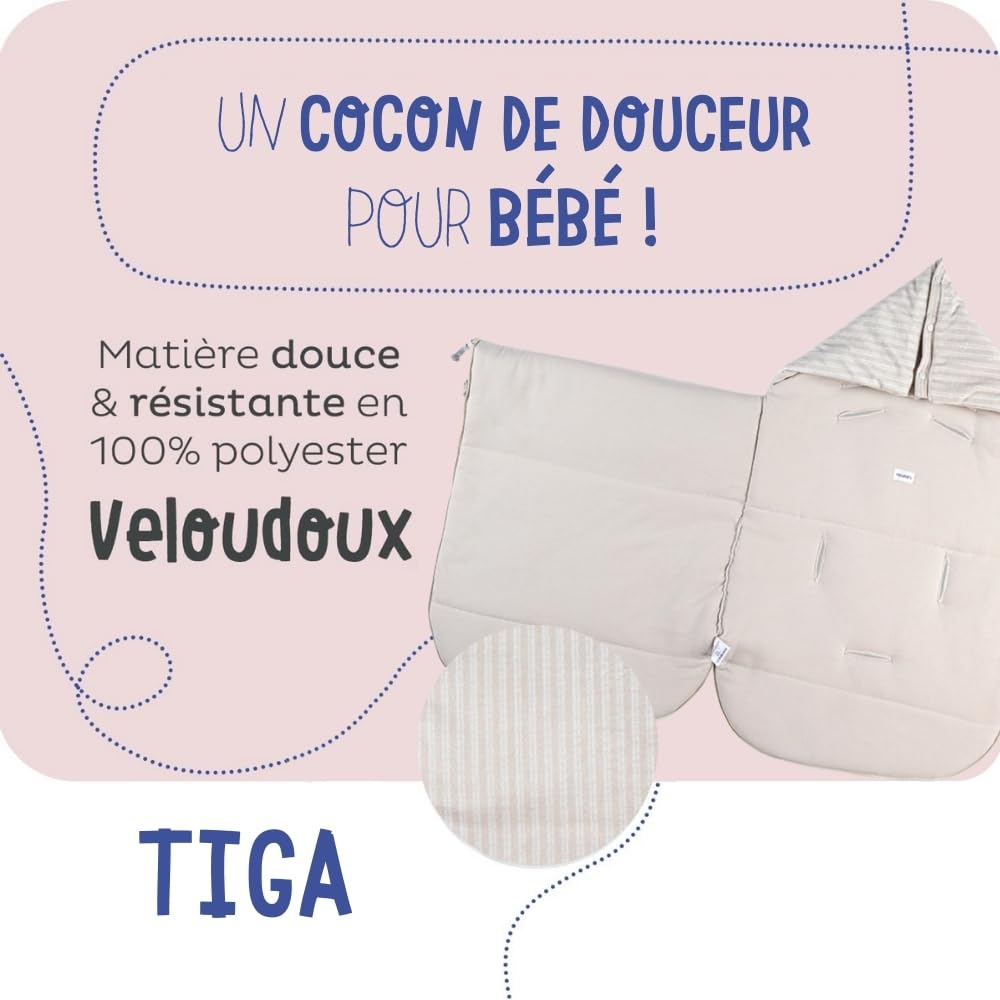 NOUKIE'S Tiga Veloudoux Nido de ángel Beige para asiento de coche, cochecito