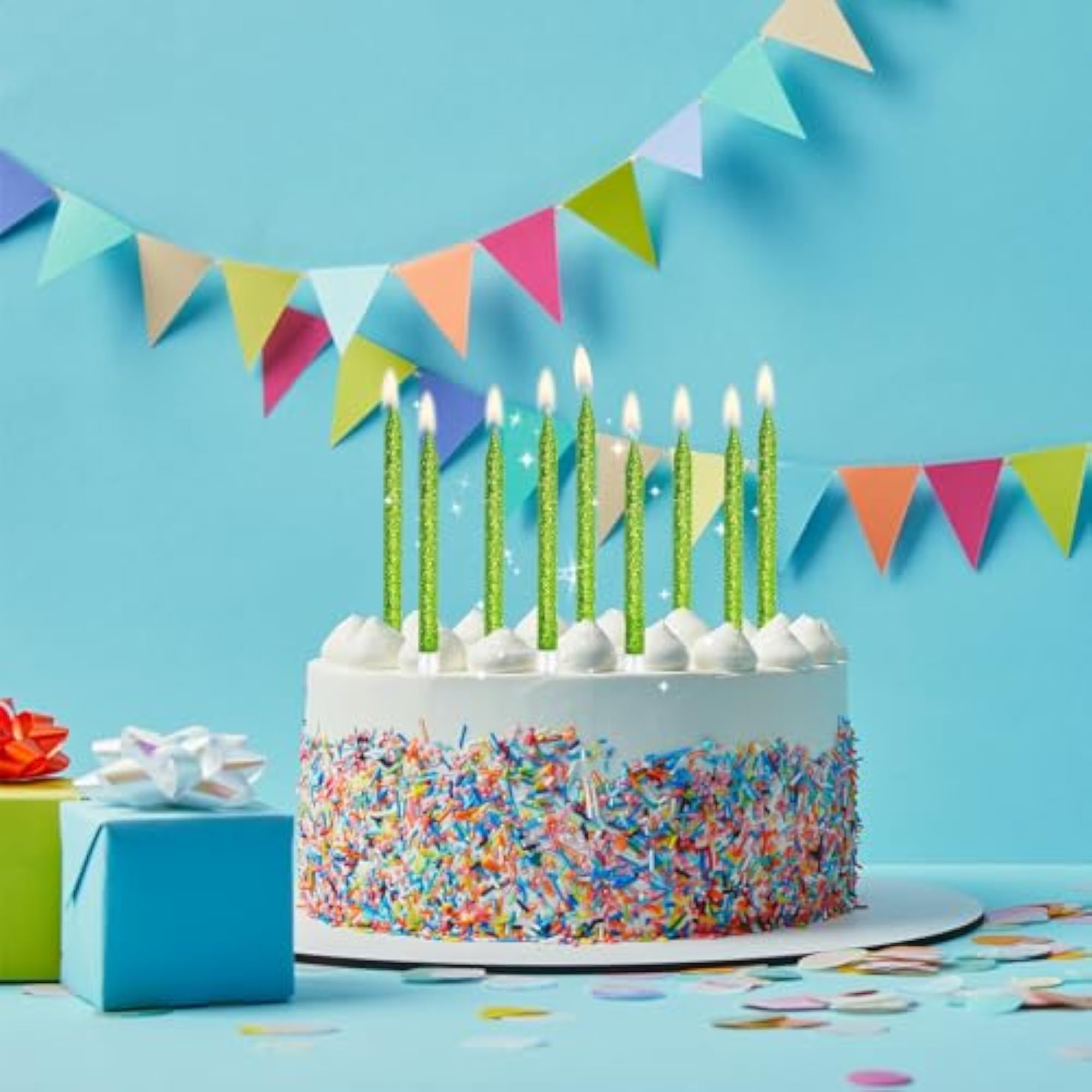 24-Count Glitter Long Thin Birthday Candles