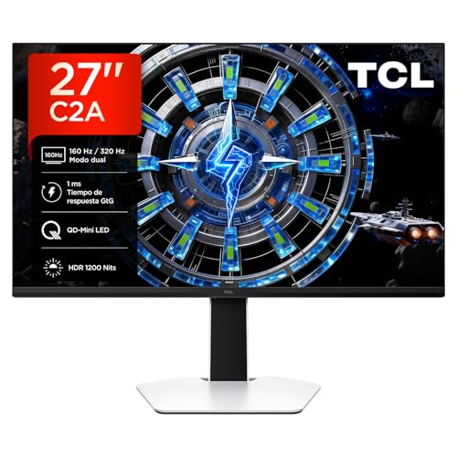 TCL 27C2A Monitor Gaming 27 Pulgadas QD Mini LED 4K UHD 160Hz, 320Hz FHD, 1200 nits, 1ms, AMD FreeSync Premium