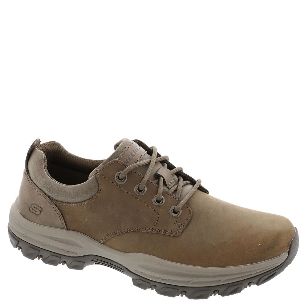Skechers USA Men's Knowlson Leland Sneaker, Desert, 7 UK - Relaxed Fit, Air-Cooled Memory Foam, Goga Mat Arch, Charcoal Infused Insole, Leather, Rubber Sole