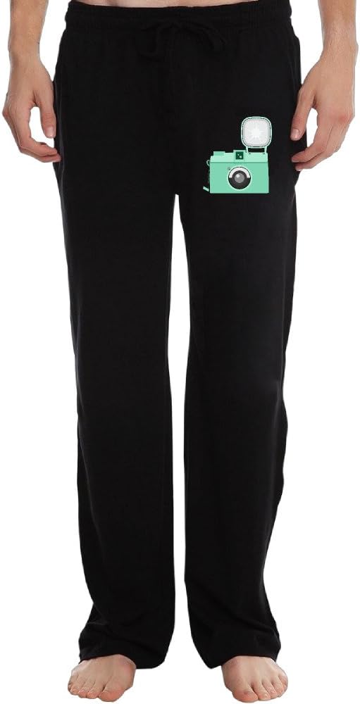 EVALY Men's Retro Mint Green Camera Poster Cool Short Training Pants Black