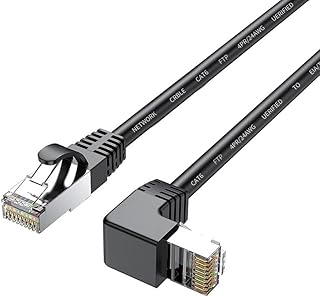 JUXINICE CAT6 Ethernet Patch Cable RJ45 LAN Gigabit Network Cord 90 Degree Right Angled cat 6 Cable for PC, Router, Modem, Printer, Xbox, PS4, PS3-Black 6Feet Upward