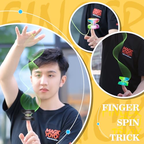 Image of MAGICYOYO Pack of 3 Yoyo K2 Crystal Responsive Yo Yo for Kids Beginner | Dual Purpose Yo-yos with Replacement Unresponsive Yoyo Bearings Kit for Advanced,18 Strings, 3 Bags