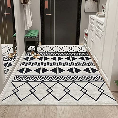 RUGMRZ Alfombras para Dormitorio Alfombras para Casa Alfombra geométrica Negra Gris Sala de Estar Decoración Rectangular Insonorización Suave 80X120CM Alfombras para Terrazas