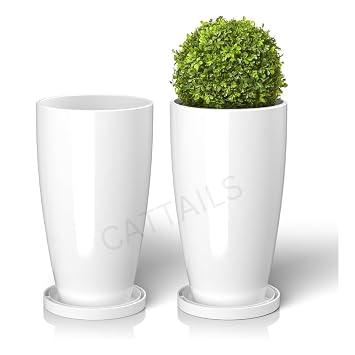 Plastic Tower Pot Plant 14 Inch Flower Pots for Home Office Garden Balcony Terrace Plant Container (Set of 1)