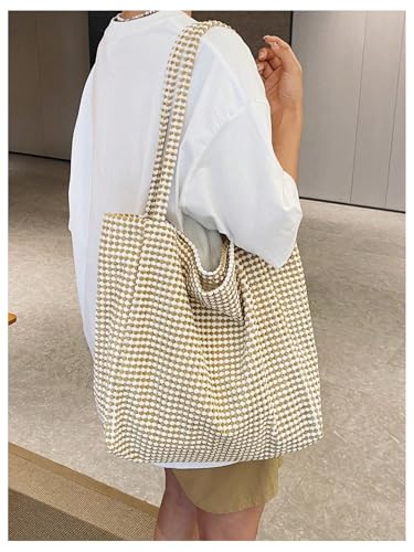 Bolso Tote de Mujer a Cuadros con Doble Correa y Gran Capacidad miniatura 3