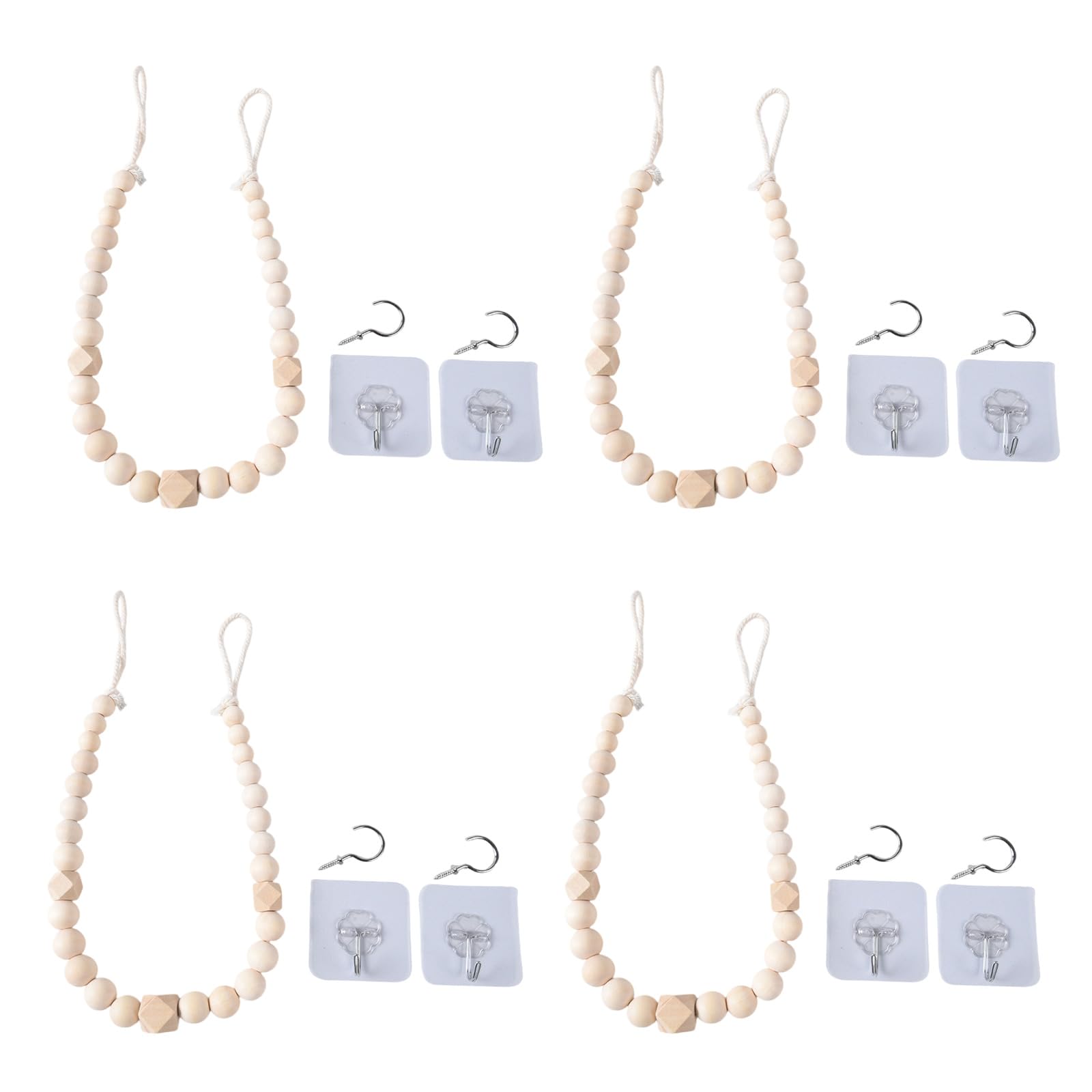 Nucelit 4Pcs Wood Bead Curtain Tieback Bohos Curtain Tiebacks Holdbacks for Wall Ties Window Drape Tie Wooden Bead Holders