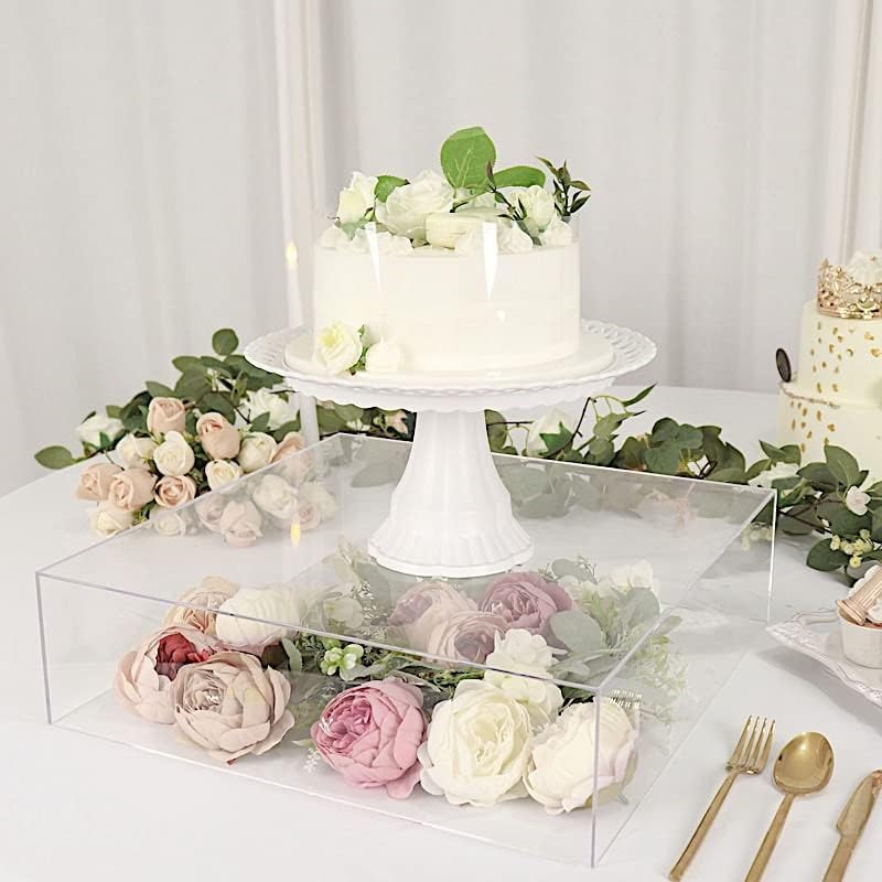 Balsa Circle 18x18 in Clear Acrylic Display Box Cake Stand Centerpiece Pedestal Riser Wedding Party Events Reception Decorations Supplies