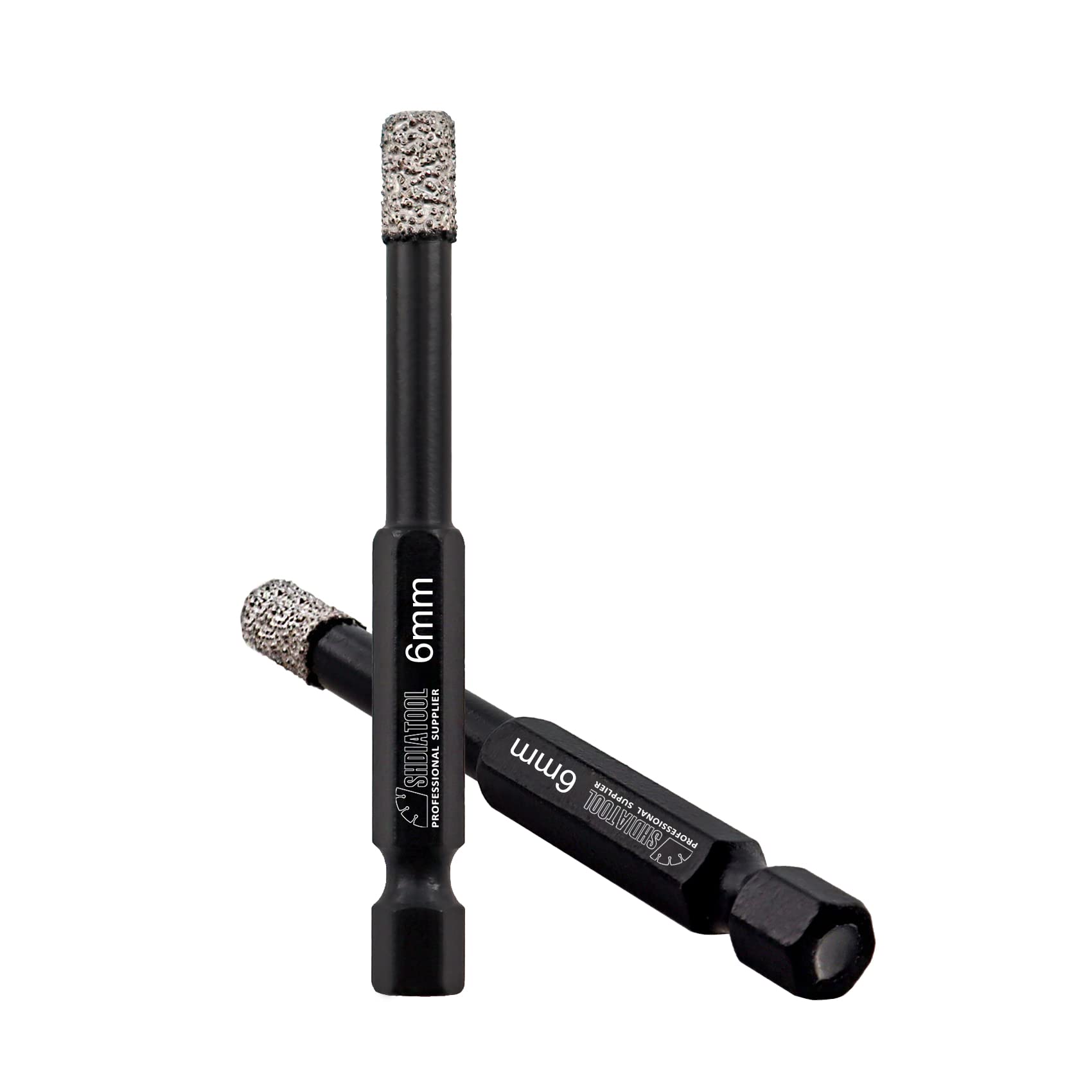 SHDIATOOL Dry Diamond Drill Bits 1/4" for Porcelain Tiles Ceramic Porcelain Marble Granite Dia 6mm 2pcs