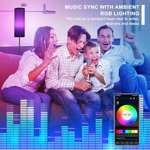 Image of FRIDEKO HOME Gray Floor Lamps for Bedroom, Dimmable Colors Temperature & Brightness, Plug in Modern Floor Lamps for Living Room, Tall Standing Lamps for Office, Corner Lamp, 9W RGB LED Bulb