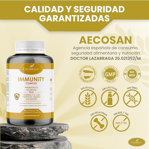 IMMUNITY DEFENSAS COMPLEX 6 EN 1 con Vitamina C + Vitamina D + Propóleo + Zinc + Selenio + Probióticos y Prebióticos + Galangina | Apoya el Sistema Inmunológico l Cápsulas Veganas (90) - imagen 4