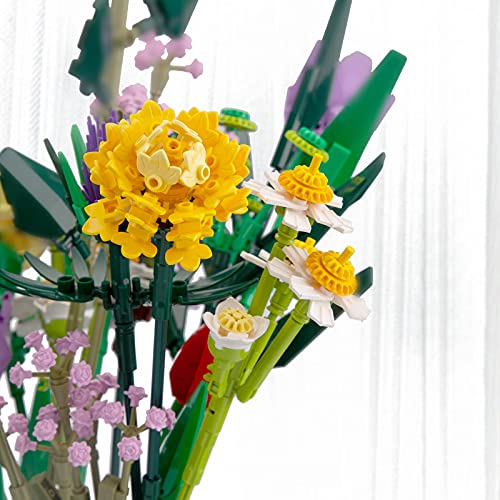 MERK Blumenstrauß Bausatz, 1331 Teile, 23 Blumen, Kompatibel mit Lego 10280 Bunt – Bild 6