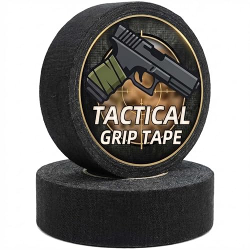 Magsaddle 2 Rolls Gun Grip Tape, Non-Reflective, No Residue Goon Grip Tactical Tape for Pistol, Handgun, Rifle, Sports, Tool, Pull Up Bars, Handles, Bats, Rackets, Gym Equipment, Handrails (Black)