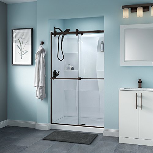 Delta Shower Doors SD3276519 Trinsic Semi-Frameless Contemporary Sliding Shower Door 48in.x70in, Bronze Track