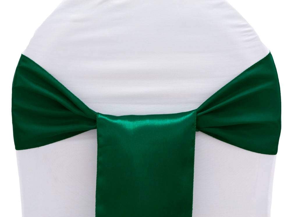 Set of 10 Chair Decorative Satin Sashes Bow Designed for Wedding Events Banquet Home Kitchen Decoration (Hunter Green)