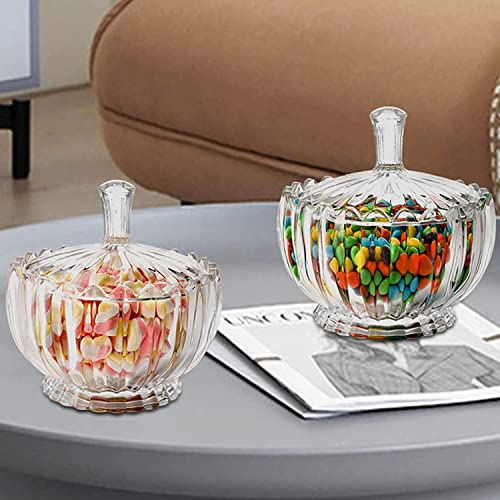 Image of WRINGO Flower Shape Glass Candy Jar with Lid | Decorative Glass Storage Container for Candy, Cookies, Chocolates, Dry Fruits |Elegant Flower Design Jar for Home Kitchen & Dining | (Pack of 1)