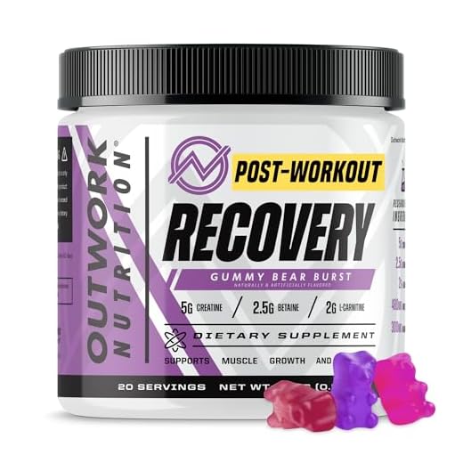 Outwork Nutrition Recovery Supplement - Post Workout Recovery Drink & Muscle Builder - Backed by Science (240 Grams) (Gummy Bear Burst, 8.46)
