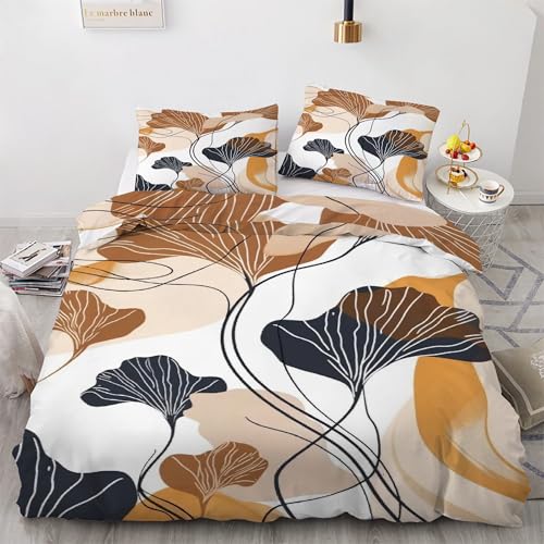 Housse Couette en Microfibre Douce 200x200 Ginkgo Parure de Lit