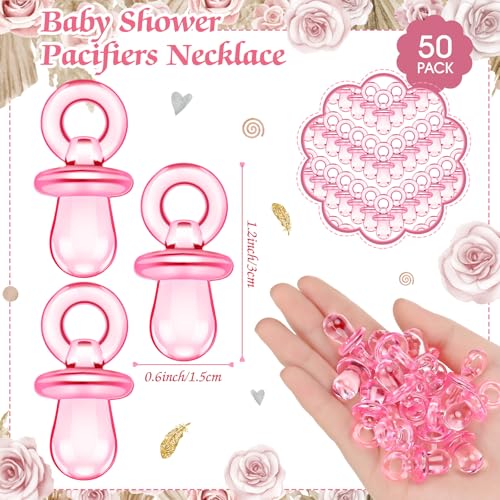 Image of Thyle 51 Pcs Boho Pink Pumpkin Pacifier Hunt Fall Little Pumpkin Baby Shower Games Include Hunt Sign and 50 Acrylic Pacifiers for Baby Shower Decoration Gift Sets Gender Reveal Autumn Party Decor