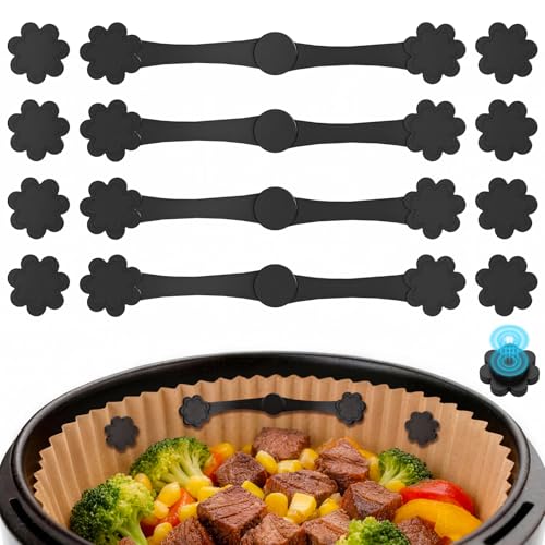 Alyvisun 12 Stück Magnete Für Airfryer Backpapier Wiederverwendbare Airfryer Magnete Für Backpapier Verhindert Abrutschen Verbrennen Von Backpapier Passend Für Einzel- Doppelkorb-Airfryer