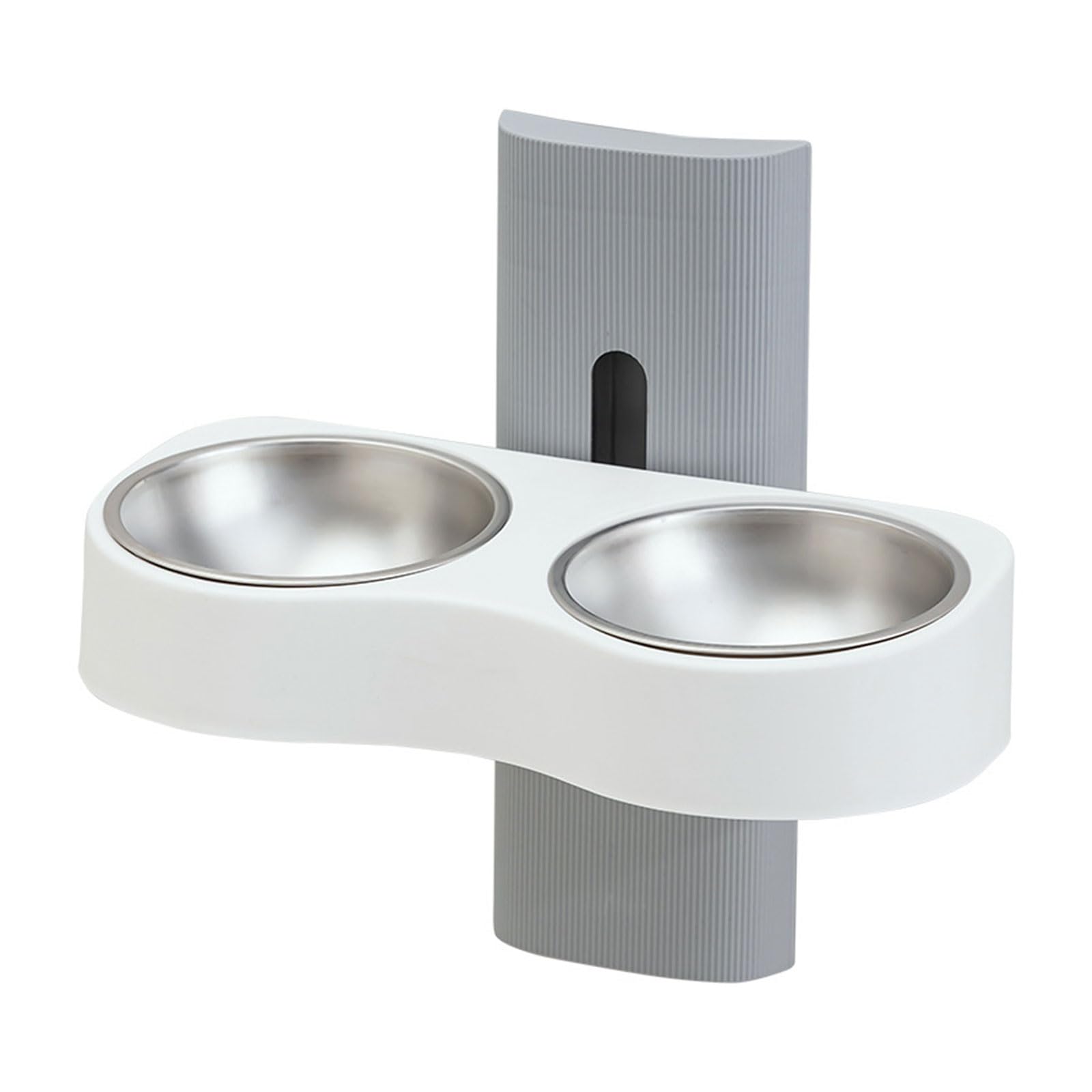 Cuenco doble para mascotas con soporte de pared para comedero y bebedero canino