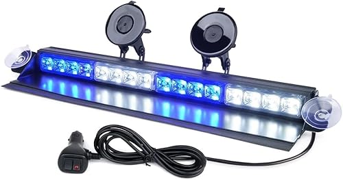 Xprite Barra de luz estroboscópica de aluminio para parabrisas con ventosas, luces intermitentes de seguridad de advertencia de peligro para