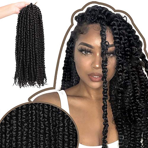 HMD 9 Packs Pre-twisted Passion Twist Crochet Hair Water Wave Crochet Hair Synthetic Pretwisted Passion Twist Crochet Hair Extensions for Women(Color:1B#)