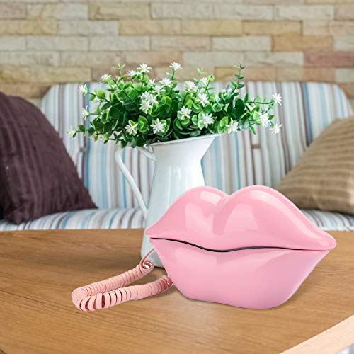 Teléfono fijo con cable diseño labios rosa miniatura 4