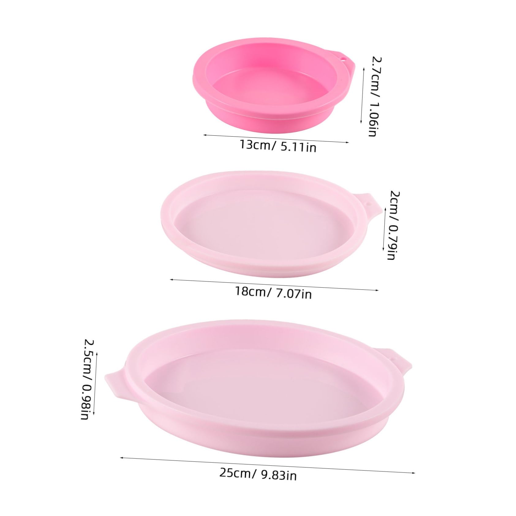 VINTORKY 3pcs Silicone Layer Cake Round Baking Pan for Cakes Flexible Easy Clean Bakeware Suitable for Home Use